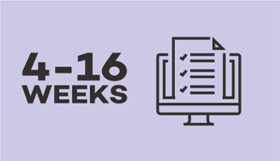 Illustration with the "4-16 weeks" and a checklist