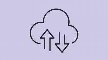 Illustration of a upload and download in a cloud
