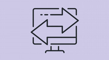 Illustration of computer with arrows