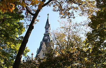 University Hall in the fall