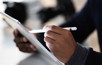 Man working on a tablet