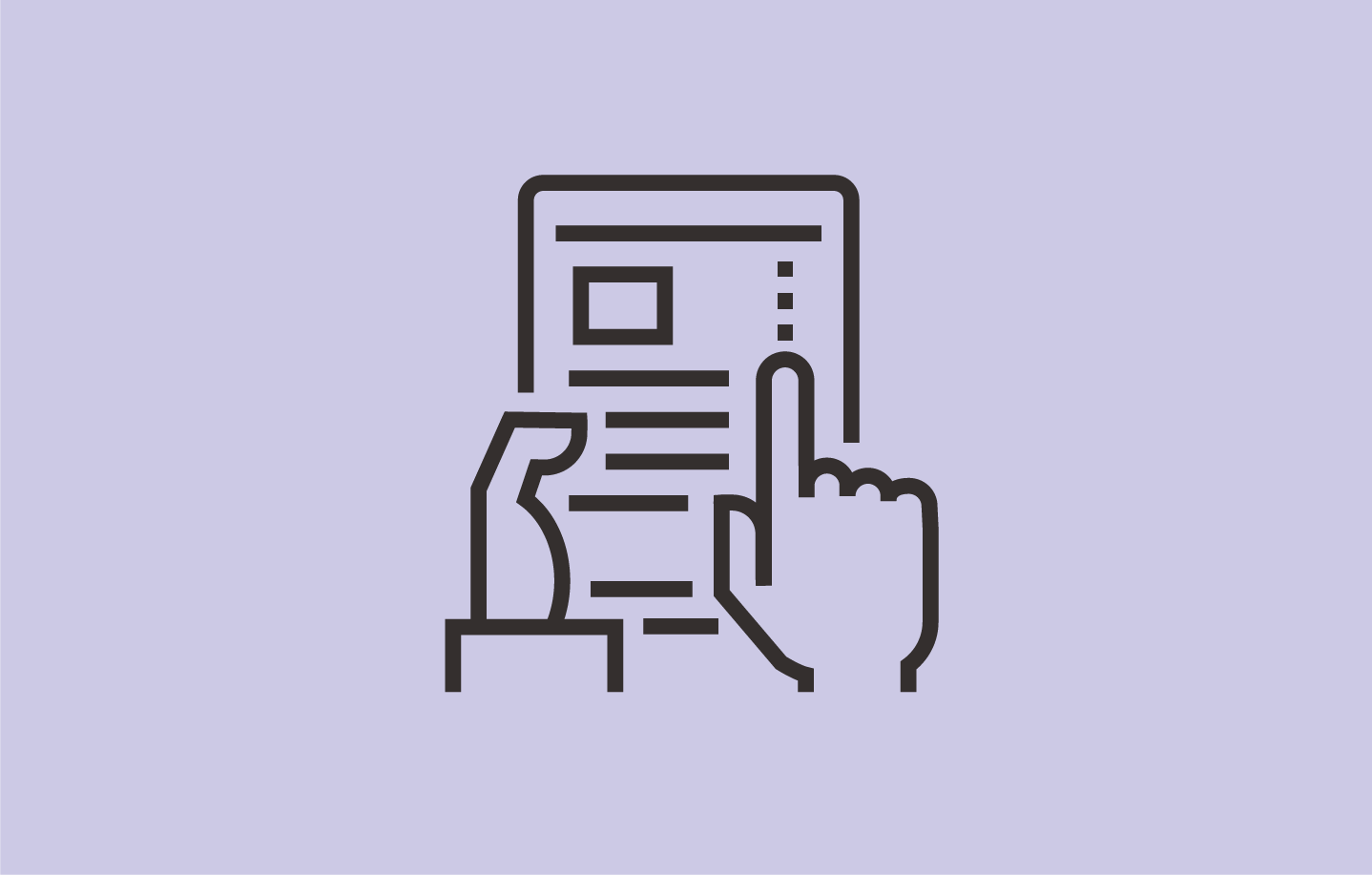 Illustration of a hand holding a electronic tablet