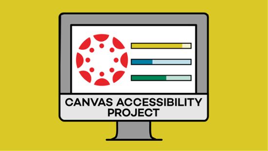 Illustration of desktop computer with the phrase Canvas Accessibility Project