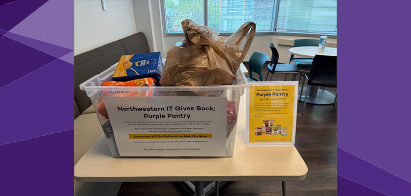 Northwestern IT Staff contributing to Purple Pantry food drive