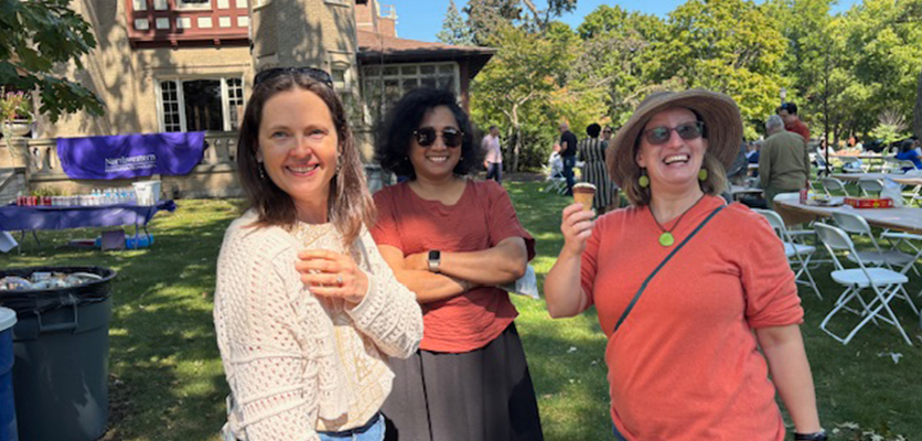 Samatha Sahu Bodanapu, applications systems manager, and Natalie Gillespie, senior AV support specialist, enjoy a "sweet" break together after grabbing some ice cream.