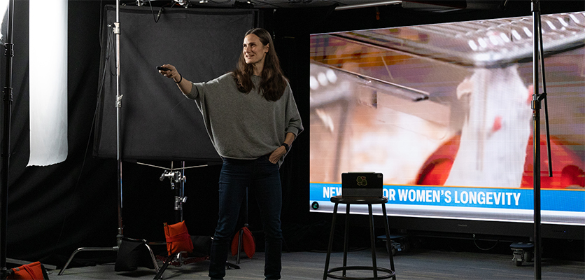 Annie Speicher, digital media specialist video lead, presented examples of her team’s work with Northwestern faculty, researchers, and marketing and communications professionals. 
