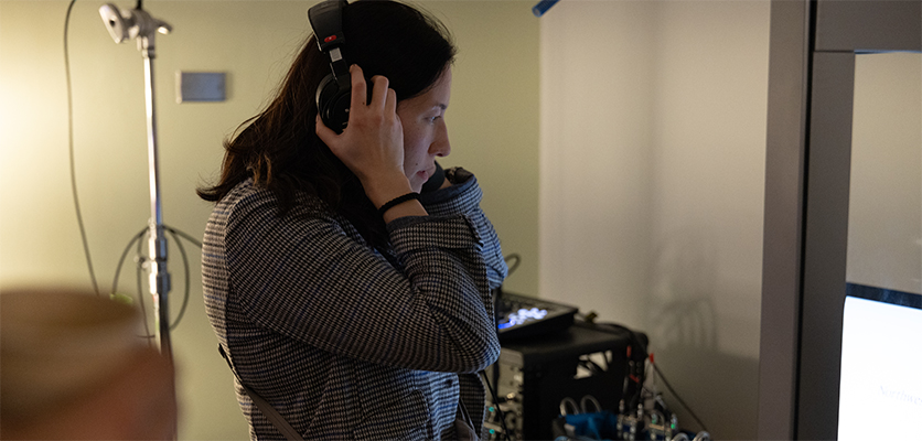 Attendees had the opportunity to test some of the team’s technology, including at a station focused on audio engineering. 