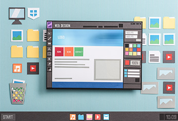 Cluttered computer desktop