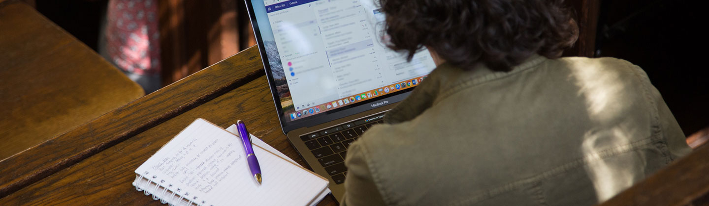 employee looking at computer screen