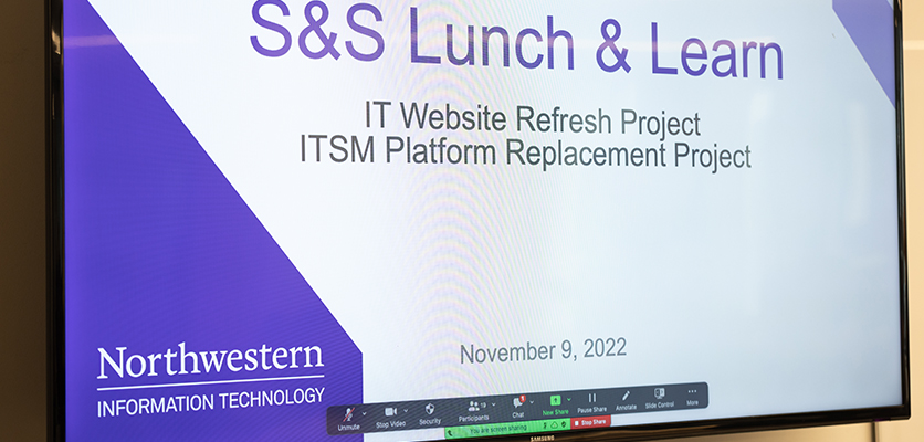 Welcoming slide for the ITS&S Lunch and Learn