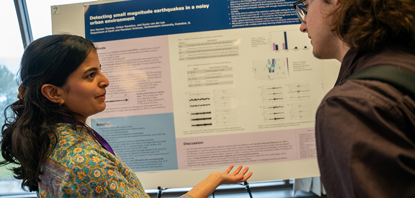 Students from all domains presented their posters featuring computational and data-intensive work. First-, second- and third-place winners were chosen from the seventeen posters presented.