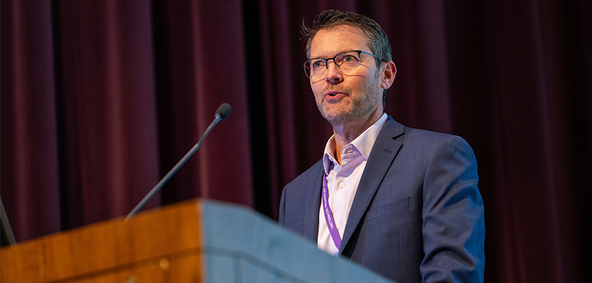 Afternoon Keynote Thomas McDade begins his address, “Illuminating the Determinants of Health at the Interface of the Social and Biological Sciences,” to the McCormick Auditorium crowd.