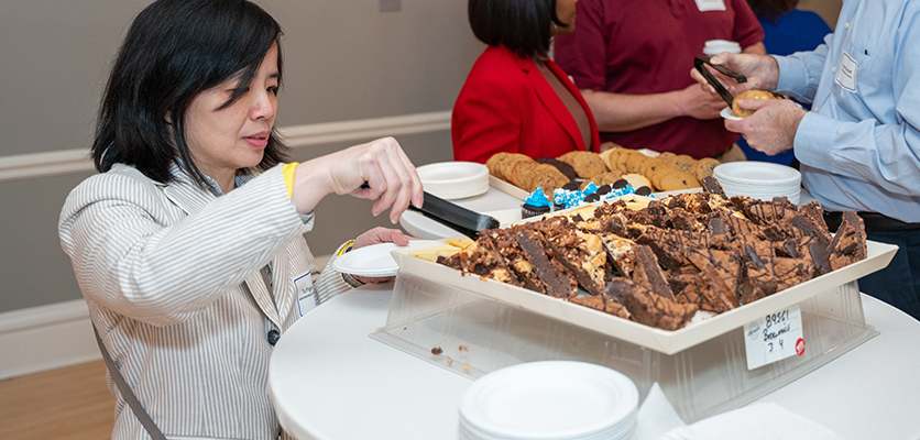 Northwestern IT staff enjoy the many dessert options. 