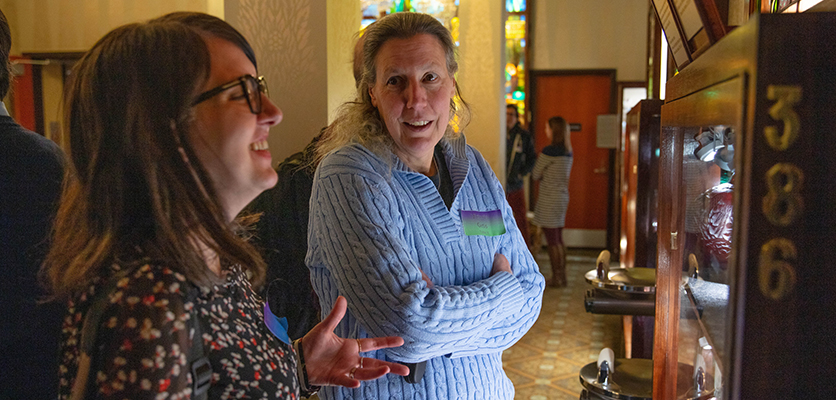 Northwestern IT staff explore the museum's exhibits.