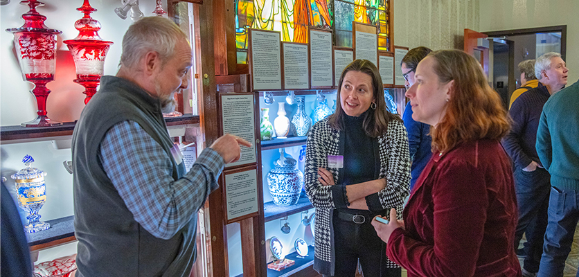 Northwestern IT staff explore the museum's exhibits.