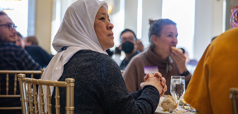 Northwestern IT staff gather at the Halim Time & Glass Museum in Evanston for the organization's annual winter celebration.