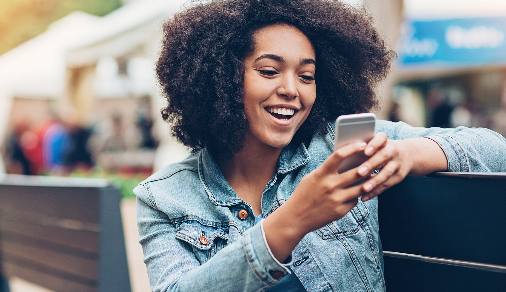 Student looking at mobile phone