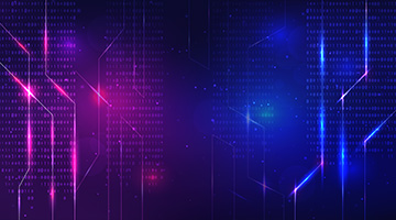 Binary code background. Software programming concept. Glowing numbers, lines. Digital data.