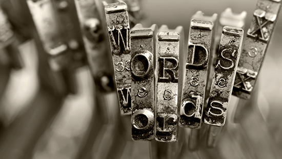 the words WORDS with old typewriter keys macro