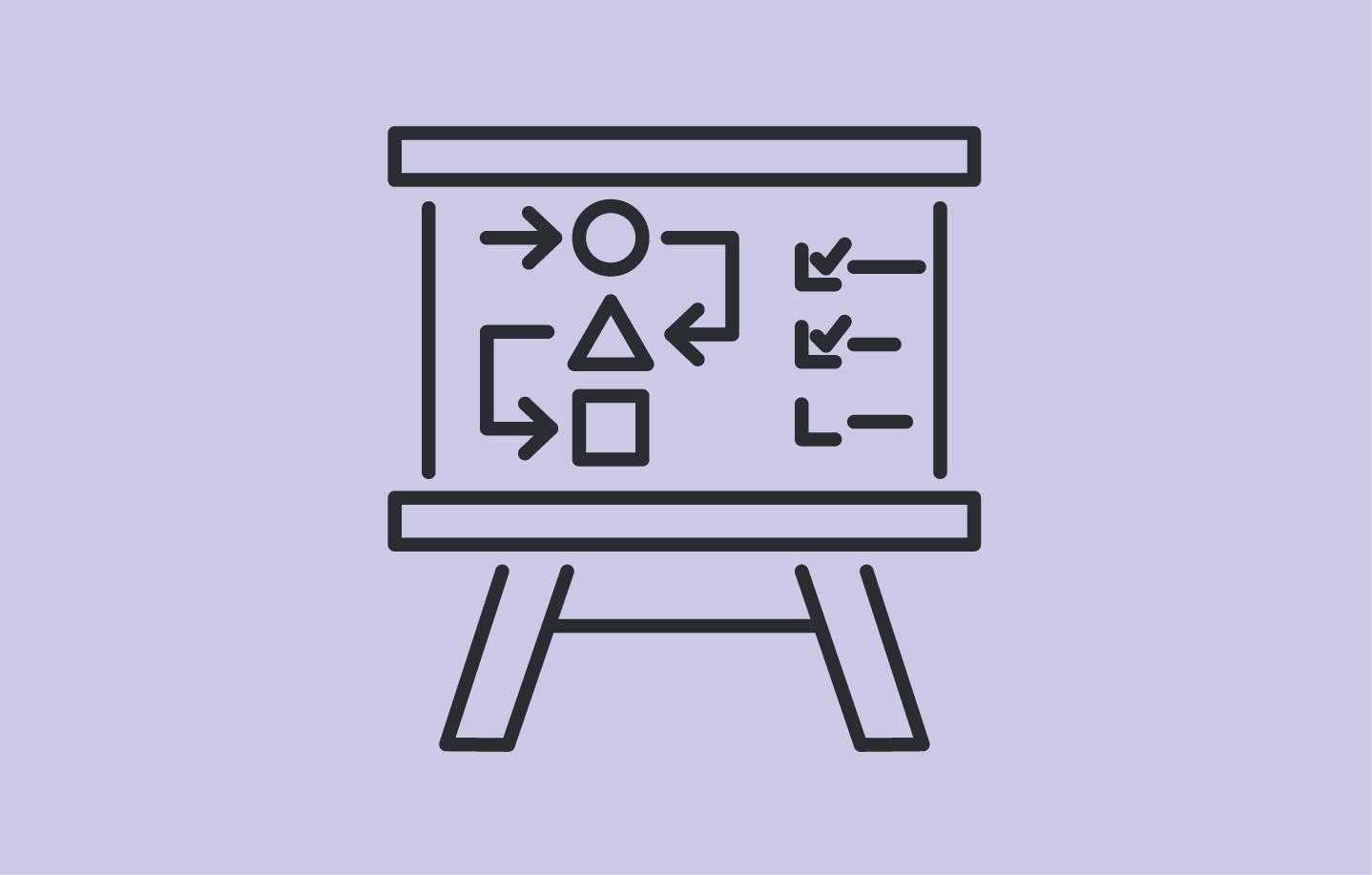 Illustration of a board with flowchart planning