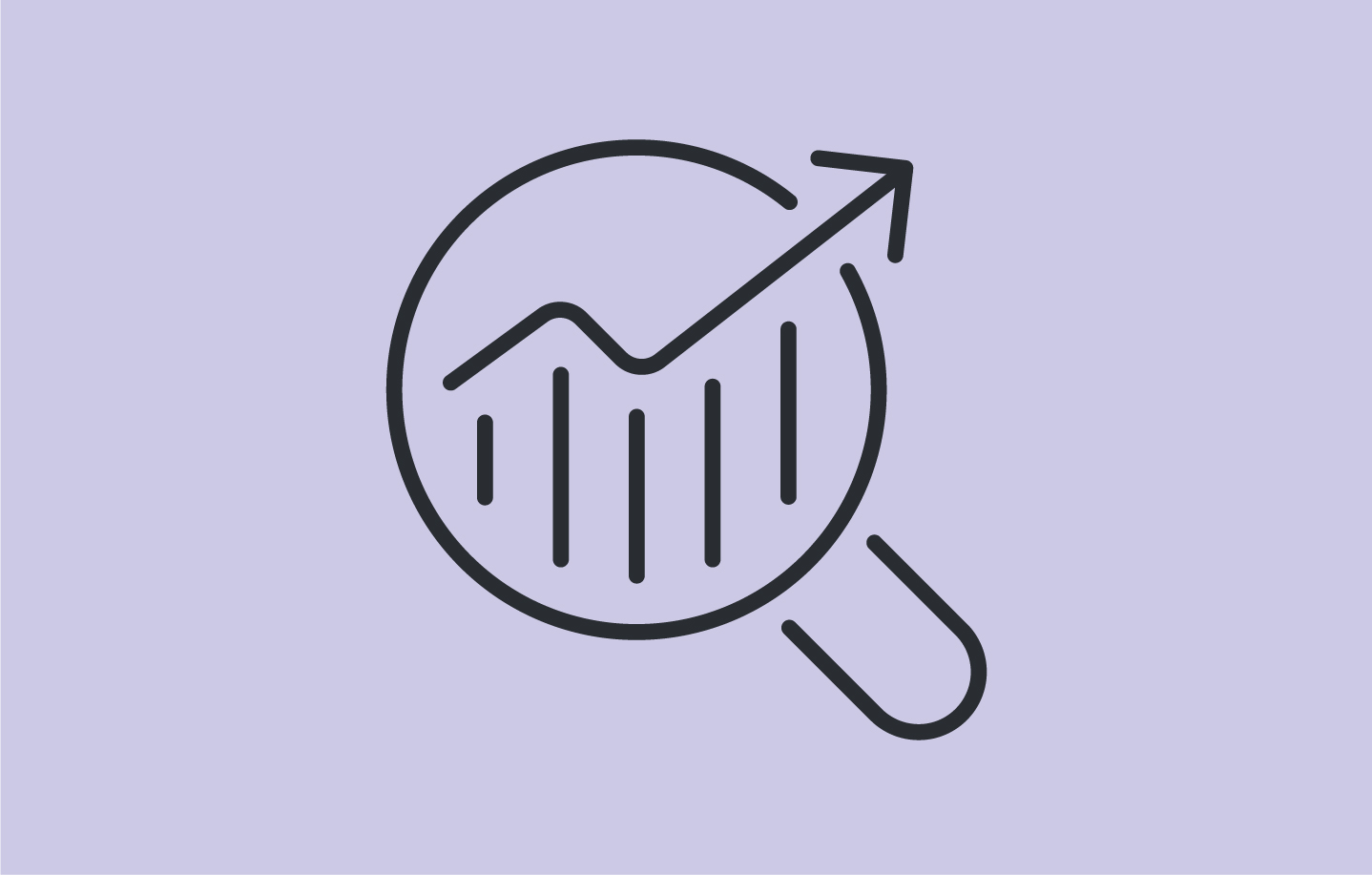 Illustration of magnifying glass and data